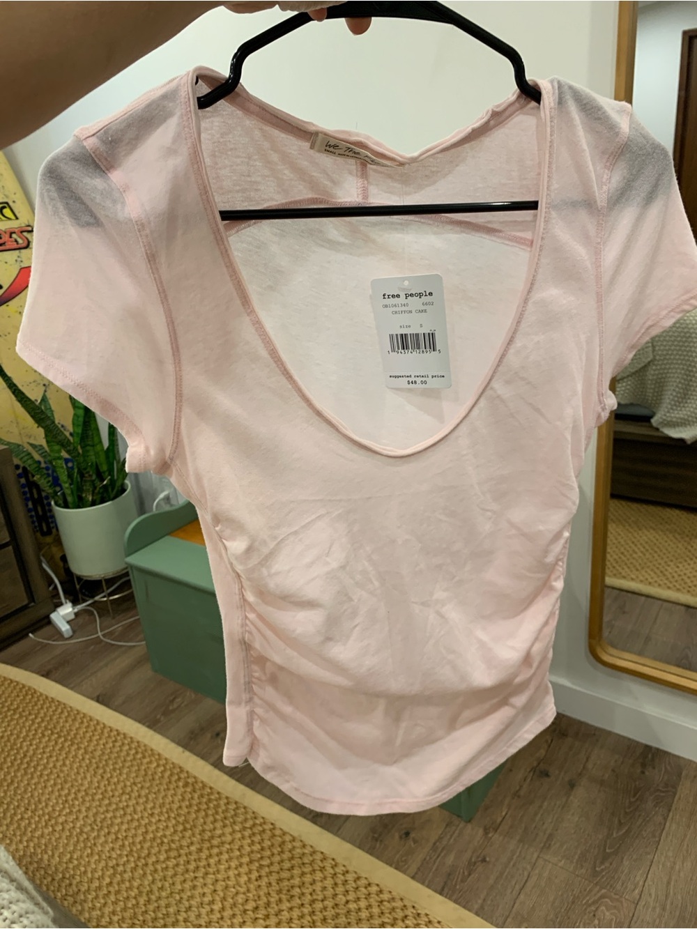 We The Free Light Pink Scoop Neck Short Sleeve Tee